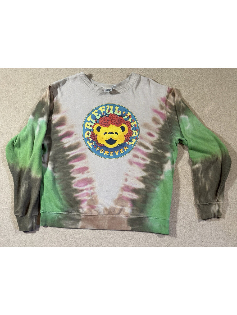 Grateful Dead Tie-Dye Bear Graphic Crewneck Pullover Sweatshirt Women's M